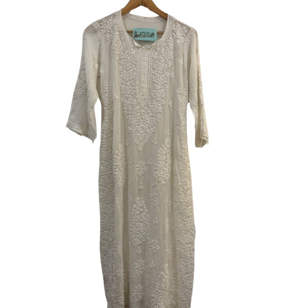 Pure White 3D Chikankari Kurta – Georgette Collection